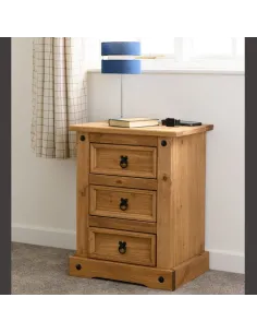 Corona 3 Drawer Bedside Locker - Distres | Murphy Furniture