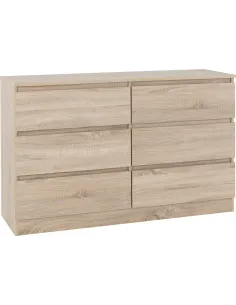 Malvern 6 Drawer Chest - Sonoma Oak Effe | Murphy Furniture