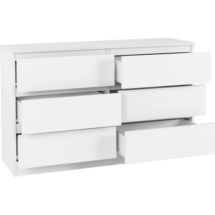 Malvern 6 Drawer Chest - White | Murphy Furniture