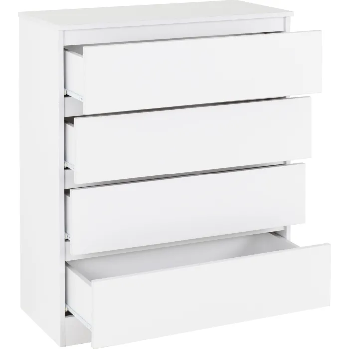 Malvern 4 Drawer Chest - White | Murphy Furniture