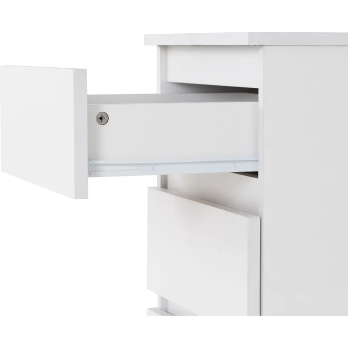 Malvern 3 Drawer Bedside Locker - White | Murphy Furniture