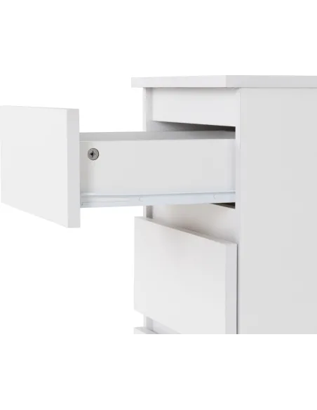 Malvern 3 Drawer Bedside Locker - White | Murphy Furniture
