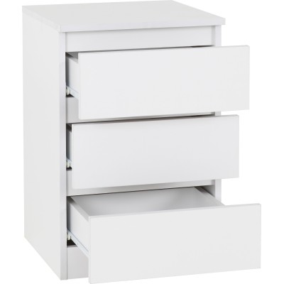 Malvern 3 Drawer Bedside Locker - White | Murphy Furniture