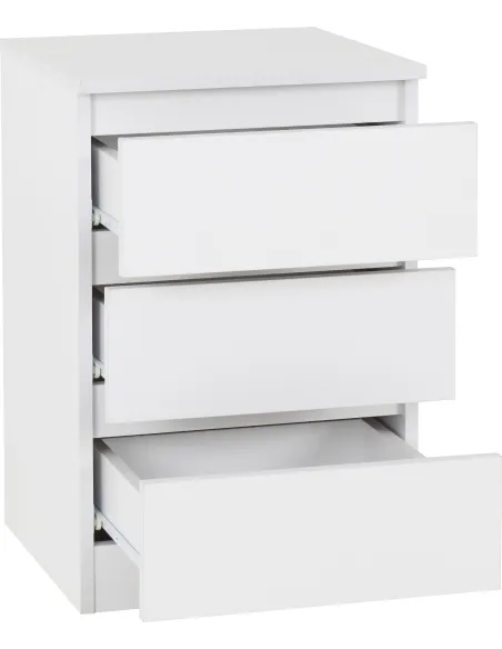 Malvern 3 Drawer Bedside Locker - White | Murphy Furniture