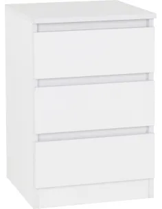 Malvern 3 Drawer Bedside Locker - White | Murphy Furniture