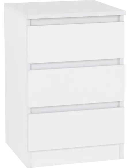 Malvern 3 Drawer Bedside Locker - White | Murphy Furniture