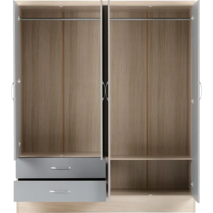 Nevada 4 Door 2 Drawer Wardrobe Bedroom | Murphy Furniture