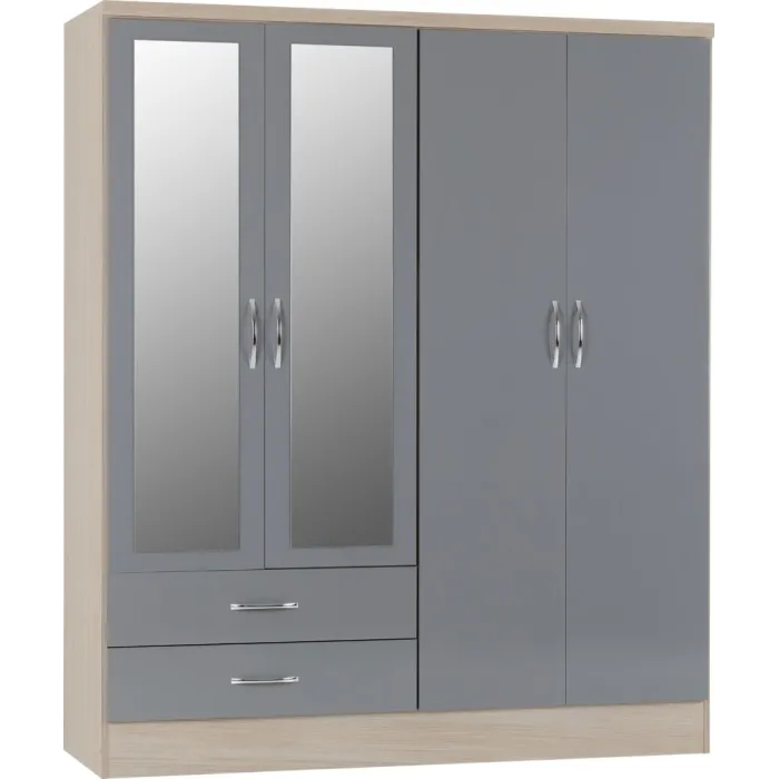 Nevada 4 Door 2 Drawer Wardrobe Bedroom | Murphy Furniture