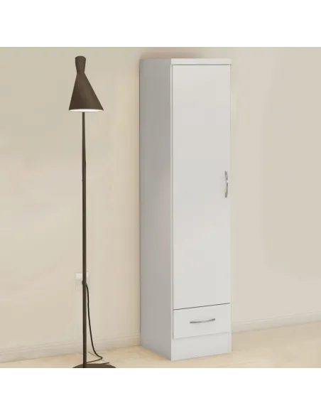 Nevada 1 Door 1 Drawer Wardrobe - White | Murphy Furniture