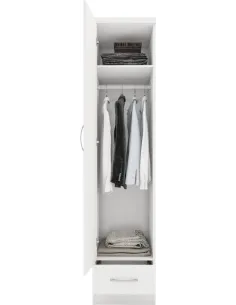 Nevada 1 Door 1 Drawer Wardrobe - White | Murphy Furniture 2