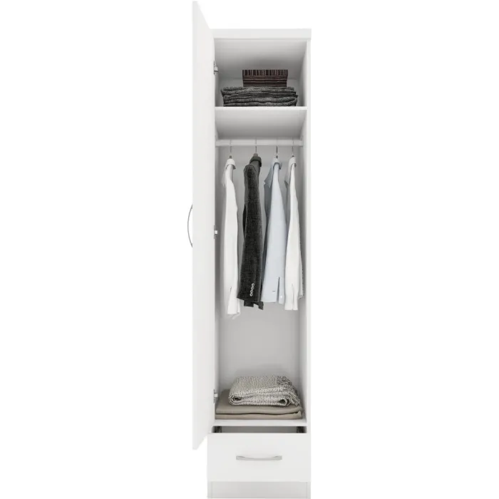 Nevada 1 Door 1 Drawer Wardrobe - White | Murphy Furniture