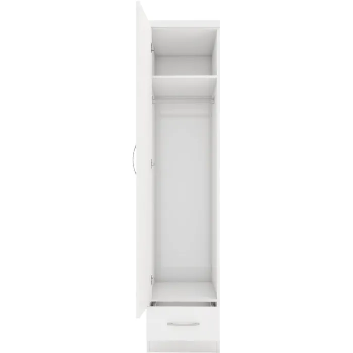 Nevada 1 Door 1 Drawer Wardrobe - White | Murphy Furniture