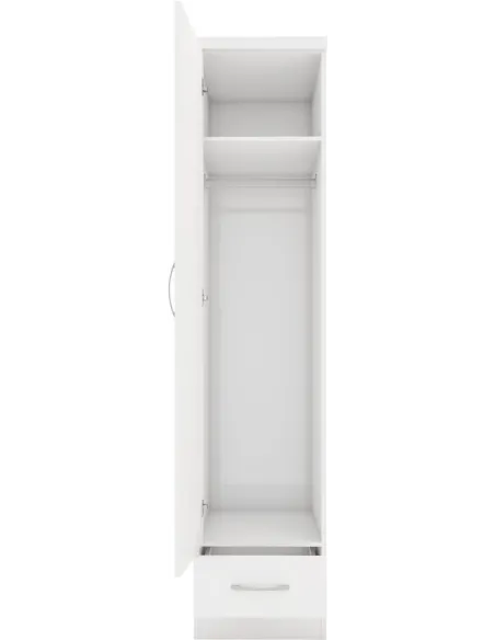 Nevada 1 Door 1 Drawer Wardrobe - White | Murphy Furniture