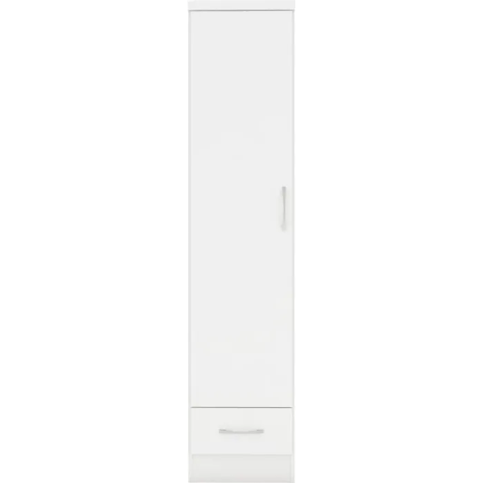 Nevada 1 Door 1 Drawer Wardrobe - White | Murphy Furniture