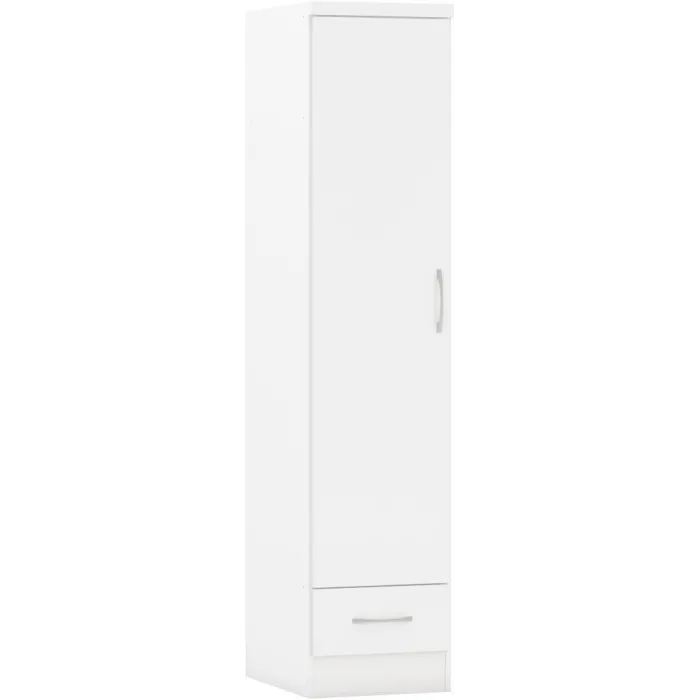 Nevada 1 Door 1 Drawer Wardrobe - White | Murphy Furniture