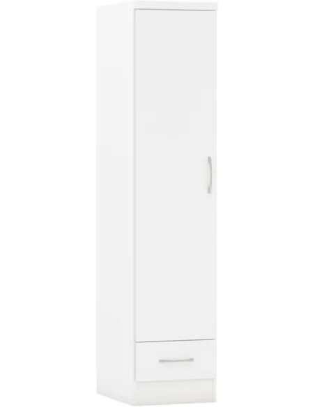Nevada 1 Door 1 Drawer Wardrobe - White | Murphy Furniture