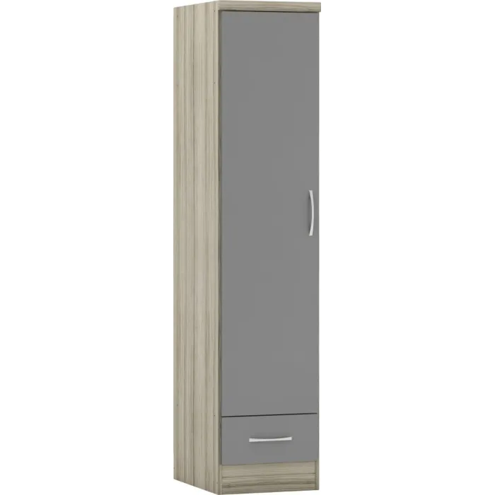 Nevada 1 Door 1 Drawer Wardrobe - Grey G | Murphy Furniture