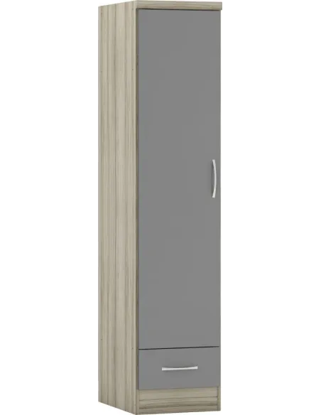 Nevada 1 Door 1 Drawer Wardrobe - Grey G | Murphy Furniture