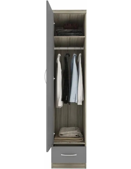 Nevada 1 Door 1 Drawer Wardrobe - Grey G | Murphy Furniture