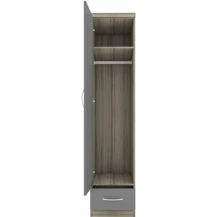 Nevada 1 Door 1 Drawer Wardrobe - Grey G | Murphy Furniture