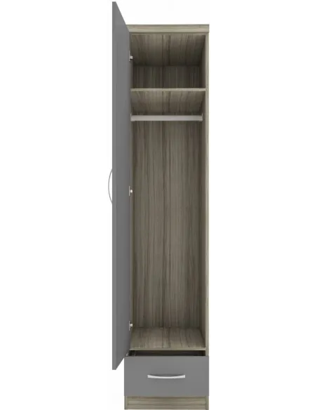 Nevada 1 Door 1 Drawer Wardrobe - Grey G | Murphy Furniture