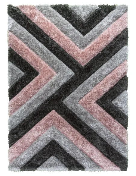 Luxus Cascade 3D Shaggy Rug - Grey/Pink | Murphy Furniture