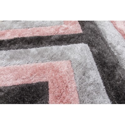 Luxus Cascade 3D Shaggy Rug - Grey/Pink | Murphy Furniture