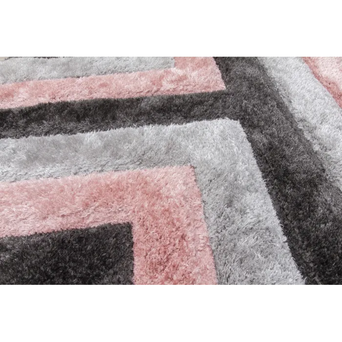 Luxus Cascade 3D Shaggy Rug - Grey/Pink | Murphy Furniture