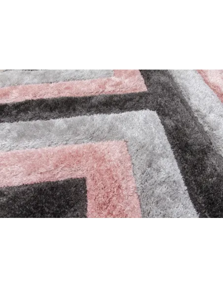 Luxus Cascade 3D Shaggy Rug - Grey/Pink | Murphy Furniture