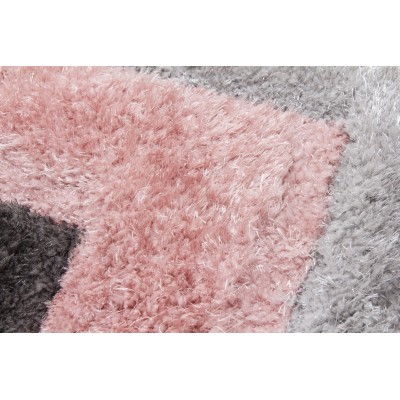 Luxus Cascade 3D Shaggy Rug - Grey/Pink | Murphy Furniture