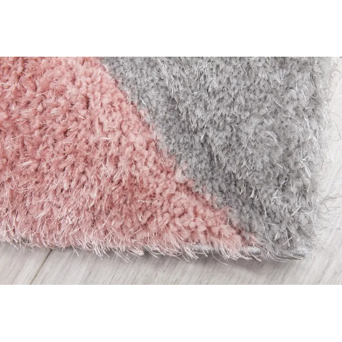 Luxus Cascade 3D Shaggy Rug - Grey/Pink | Murphy Furniture