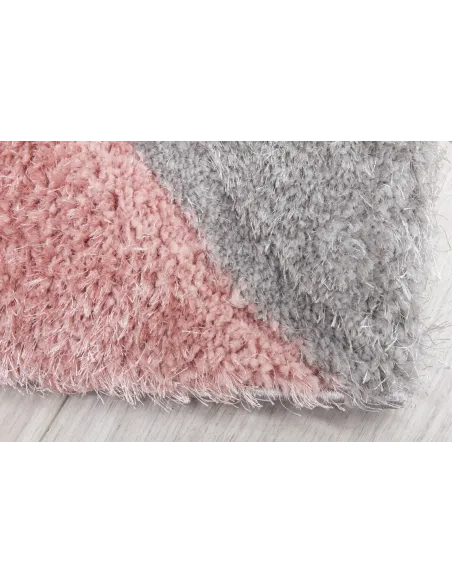 Luxus Cascade 3D Shaggy Rug - Grey/Pink | Murphy Furniture