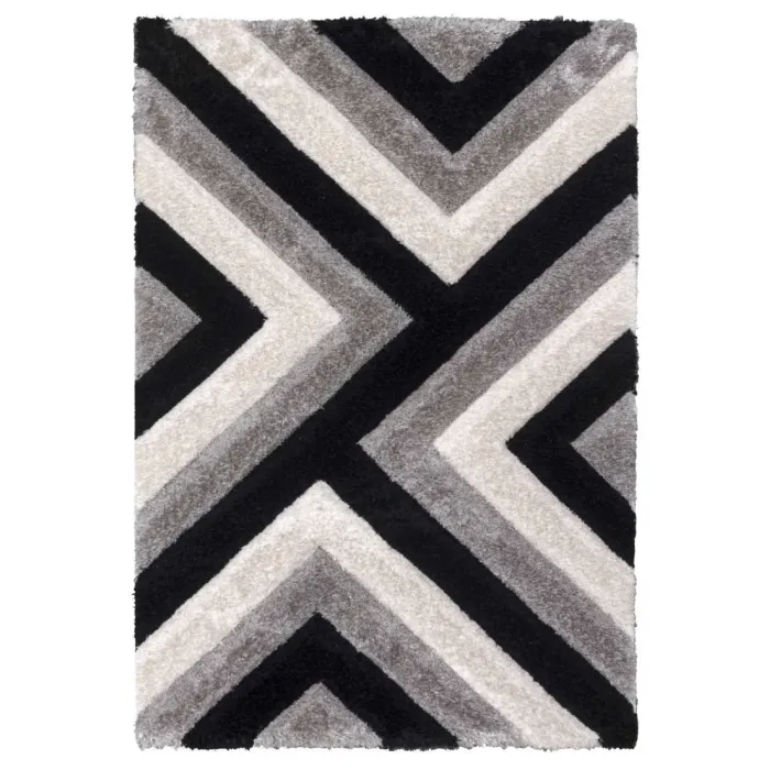 Luxus Cascade 3D Shaggy Rug - Grey | Murphy Furniture