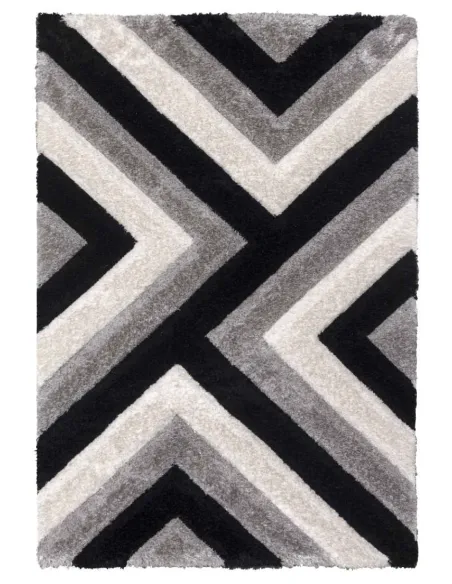Luxus Cascade 3D Shaggy Rug - Grey | Murphy Furniture