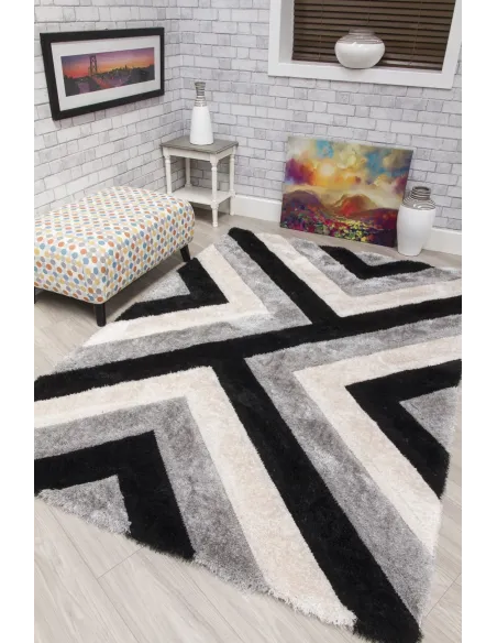 Luxus Cascade 3D Shaggy Rug - Grey | Murphy Furniture