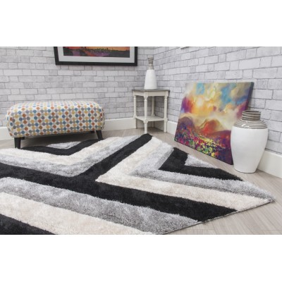 Luxus Cascade 3D Shaggy Rug - Grey | Murphy Furniture
