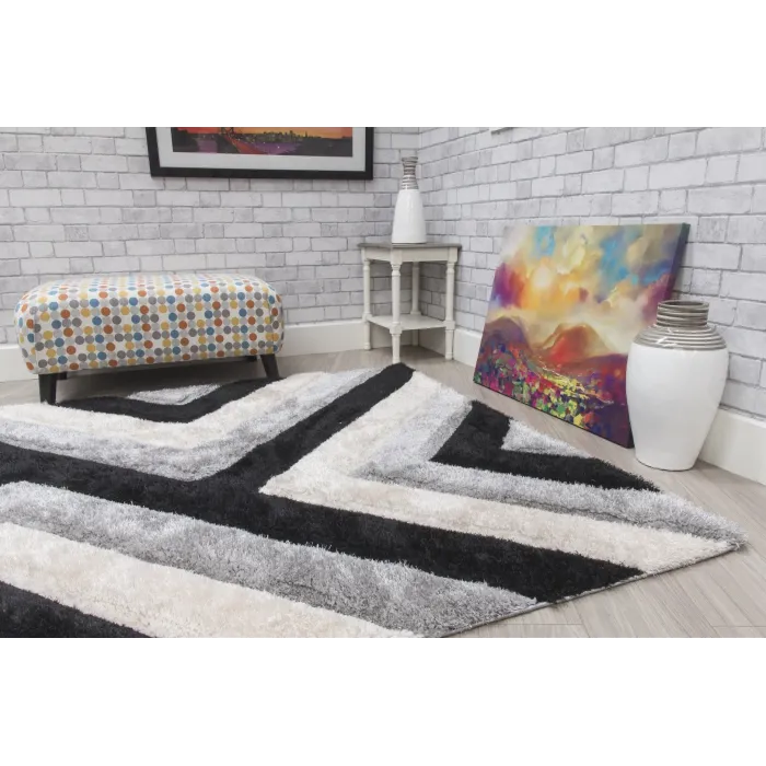Luxus Cascade 3D Shaggy Rug - Grey | Murphy Furniture