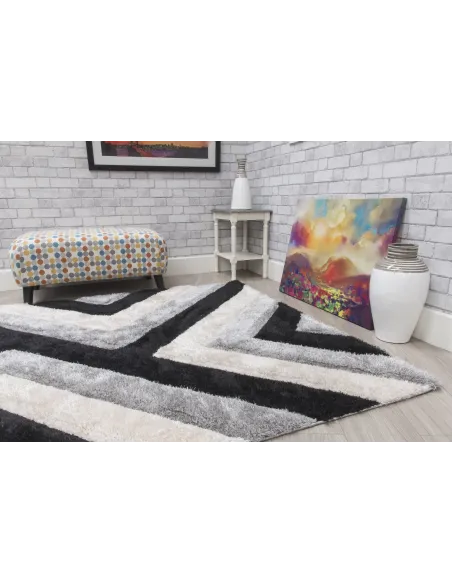 Luxus Cascade 3D Shaggy Rug - Grey | Murphy Furniture
