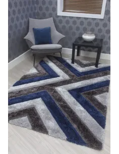 Luxus Cascade 3D Shaggy Rug - Grey/Navy | Murphy Furniture