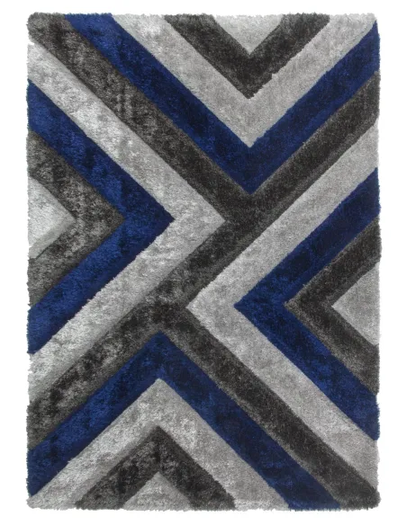 Luxus Cascade 3D Shaggy Rug - Grey/Navy | Murphy Furniture