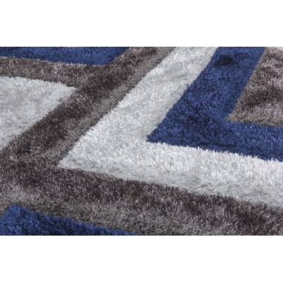 Luxus Cascade 3D Shaggy Rug - Grey/Navy | Murphy Furniture