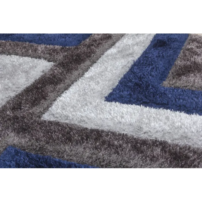 Luxus Cascade 3D Shaggy Rug - Grey/Navy | Murphy Furniture