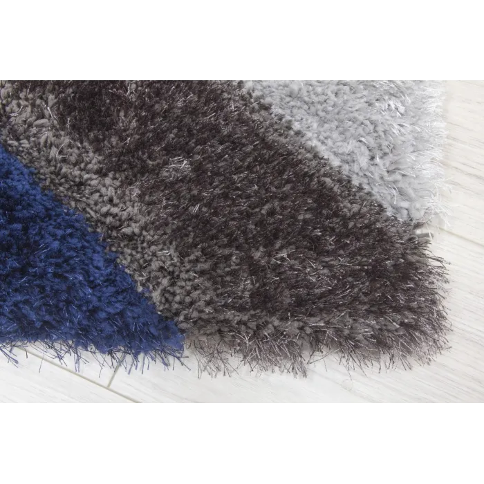 Luxus Cascade 3D Shaggy Rug - Grey/Navy | Murphy Furniture