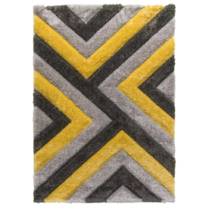 Luxus Cascade 3D Shaggy Rug - Grey/Yellow | Murphy Furniture