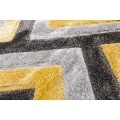 Luxus Cascade 3D Shaggy Rug - Grey/Yellow | Murphy Furniture