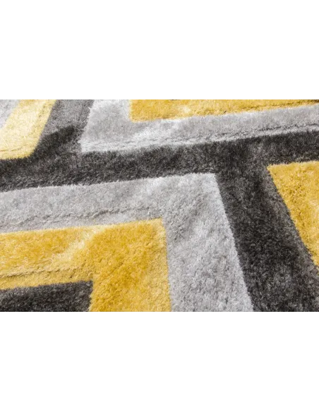 Luxus Cascade 3D Shaggy Rug - Grey/Yellow | Murphy Furniture