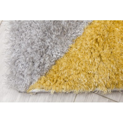 Luxus Cascade 3D Shaggy Rug - Grey/Yellow | Murphy Furniture
