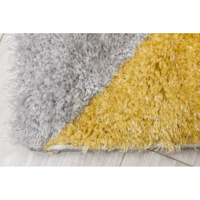 Luxus Cascade 3D Shaggy Rug - Grey/Yellow | Murphy Furniture