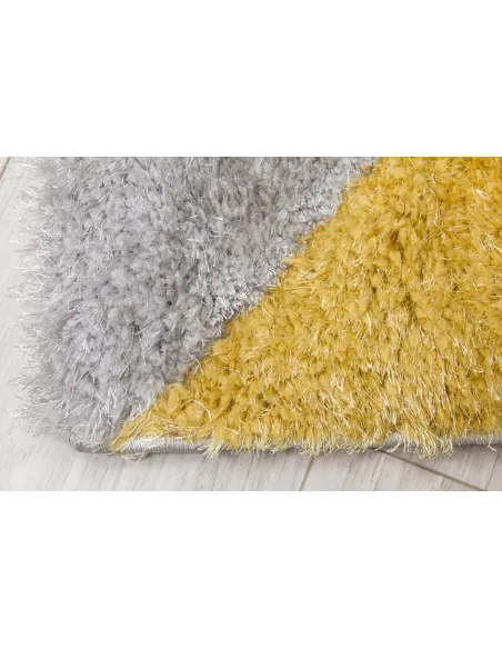 Luxus Cascade 3D Shaggy Rug - Grey/Yellow | Murphy Furniture