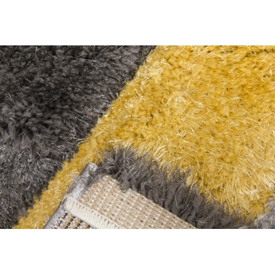 Luxus Cascade 3D Shaggy Rug - Grey/Yellow | Murphy Furniture